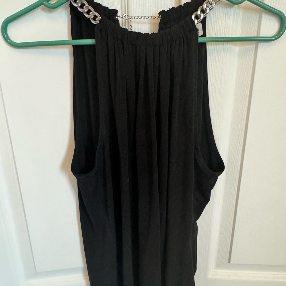 Michael Kors black tank with chain halter straps